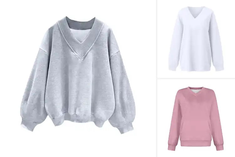 Detailed view of 10 Best V Neck Sweatshirts for Cozy All-Day Wear
